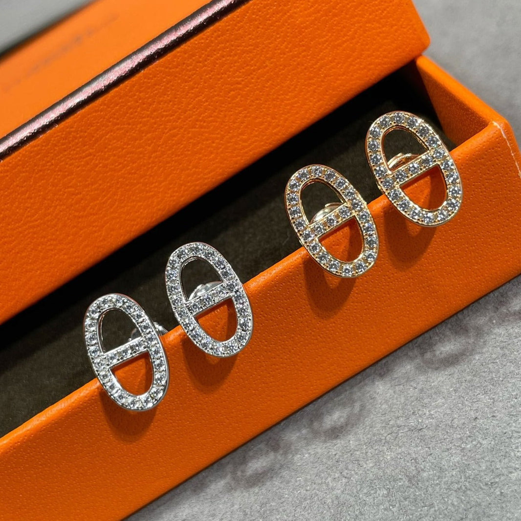 [Amore Jewels]HM FULL DIAMOND PIG NOSE STUD EARRINGS