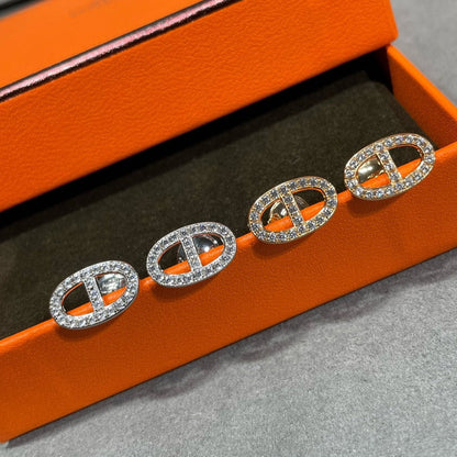 [Amore Jewels]HM FULL DIAMOND PIG NOSE STUD EARRINGS