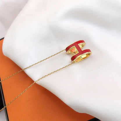 [Amore Jewels]HM CLIC RED ENAMEL GOLD NECKLACE