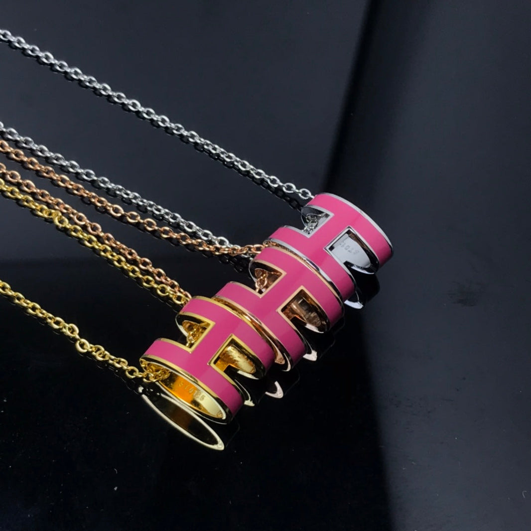 [Amore Jewels]H NECKLACE PINK