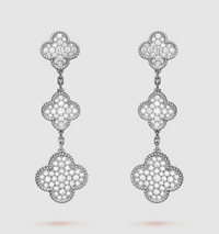 [Amore Jewels]CLOVER 3 MOTIF DIAMOND SILVER DROP EARRINGS