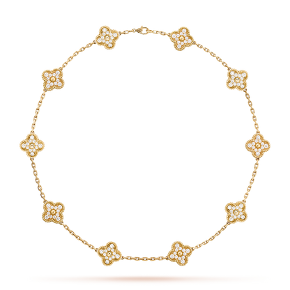 [Amore Jewels]CLOVER 10 MOTIFS DIAMOND NECKLACE