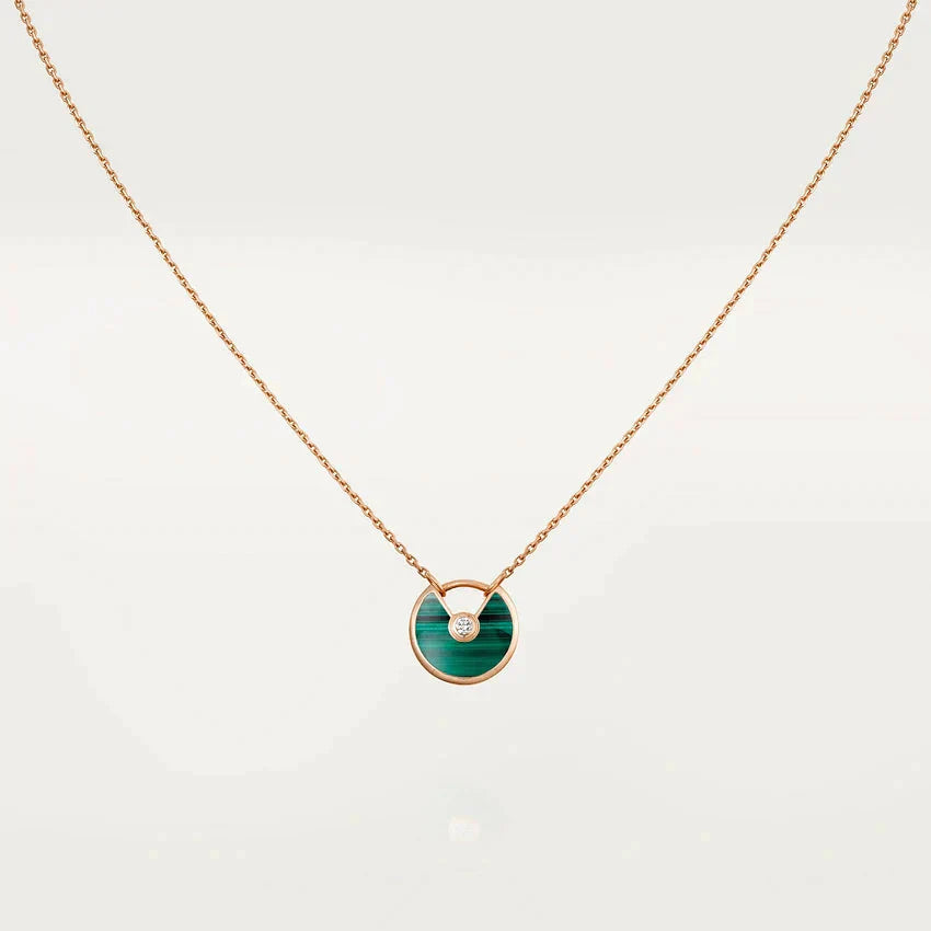 [Amore Jewels]AMULETTE ROSE GOLD MALACHITE NECKLACE