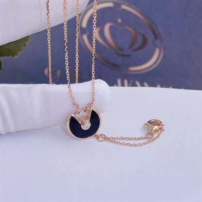 [Amore Jewels]AMULETTE ROSE GOLD ONYX NECKLACE