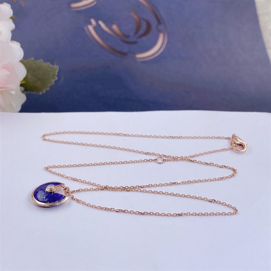 [Amore Jewels]AMULETTE ROSE GOLD AGATE NECKLACE