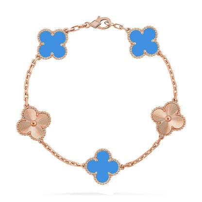 [Amore Jewels] CLOVER 5 MOTIF BLUE AGATE BRACELET COLLECTION