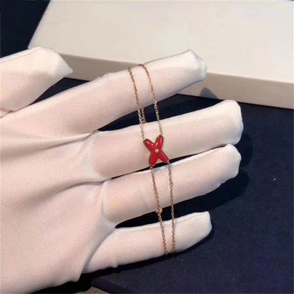 [Amore Jewels]JEUX BRACELET CARNELIAN PINK GOLD 1 DIAMOND