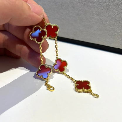 [Amore Jewels] CLOVER 5 MOTIF RED CORNELIAN BRACELET COLLECTION