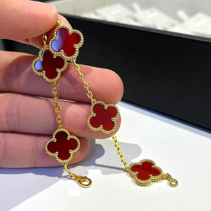 [Amore Jewels] CLOVER 5 MOTIF RED CORNELIAN BRACELET COLLECTION