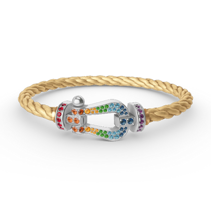 [Amore Jewels]FORC LARGE HORSESHOE  COLORED DIAMOND BRACELET SILVER