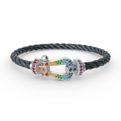 [Amore Jewels]FORC LARGE HORSESHOE  COLORED DIAMOND BRACELET SILVER