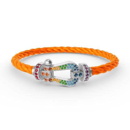 [Amore Jewels]FORC LARGE HORSESHOE  COLORED DIAMOND BRACELET SILVER