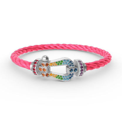 [Amore Jewels]FORC LARGE HORSESHOE  COLORED DIAMOND BRACELET SILVER