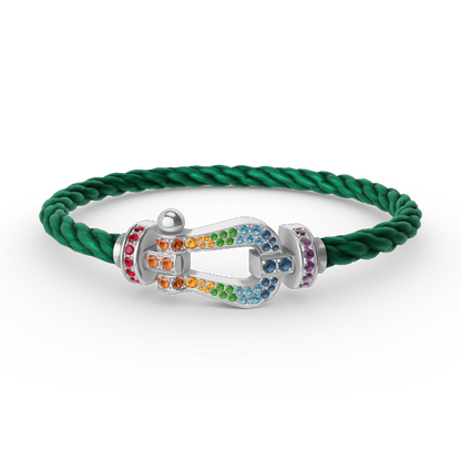 [Amore Jewels]FORC LARGE HORSESHOE  COLORED DIAMOND BRACELET SILVER