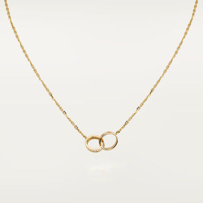 [Amore Jewels]LOVE DOUBLE RING HALF DIAMOND NECKLACE