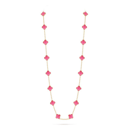 [Amore Jewels] NEW CLOVER 20 MOTIFS PINK ENAMEL NECKLACE