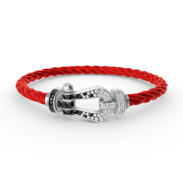 [Amore Jewels]FORCE LARGE HORSESHOE BLACK WHITE DIAMOND BRACELET SILVER
