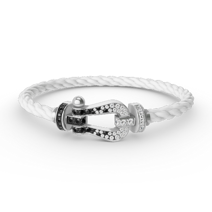 [Amore Jewels]FORCE LARGE HORSESHOE BLACK WHITE DIAMOND BRACELET SILVER