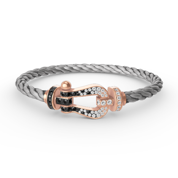 [Amore Jewels]FORCE LARGE HORSESHOE BLACK WHITE DIAMOND BRACELET ROSE GOLD
