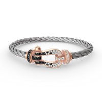 [Amore Jewels]FORCE LARGE HORSESHOE BLACK WHITE DIAMOND BRACELET ROSE GOLD
