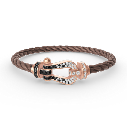 [Amore Jewels]FORCE LARGE HORSESHOE BLACK WHITE DIAMOND BRACELET ROSE GOLD