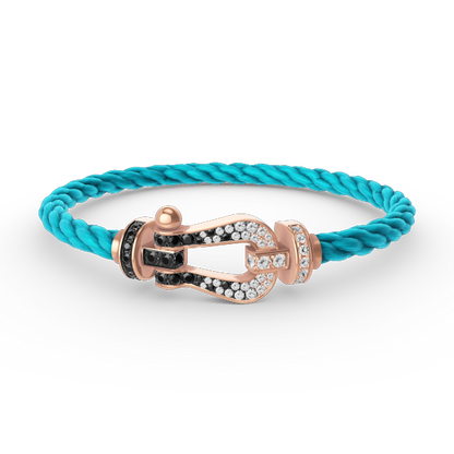 [Amore Jewels]FORCE LARGE HORSESHOE BLACK WHITE DIAMOND BRACELET ROSE GOLD
