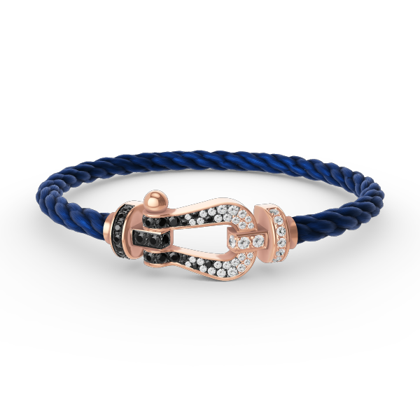 [Amore Jewels]FORCE LARGE HORSESHOE BLACK WHITE DIAMOND BRACELET ROSE GOLD