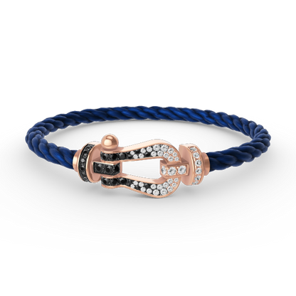 [Amore Jewels]FORCE LARGE HORSESHOE BLACK WHITE DIAMOND BRACELET ROSE GOLD