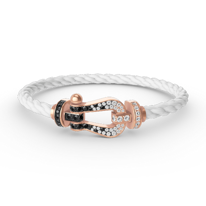 [Amore Jewels]FORCE LARGE HORSESHOE BLACK WHITE DIAMOND BRACELET ROSE GOLD