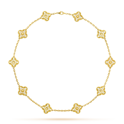 [Amore Jewels]CLOVER 10 MOTIFS DIAMOND NECKLACE