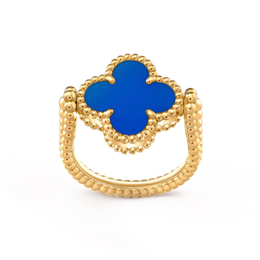 [Amore Jewels]CLOVER RIVERSIBLE BLUE AGATE RING