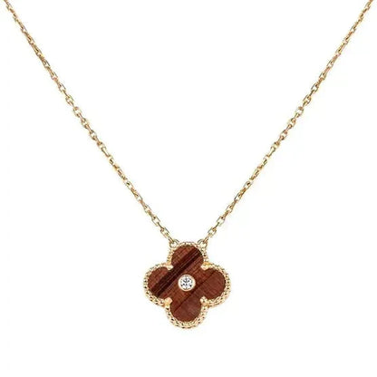 [Amore Jewels]CLOVER 15MM DIAMOND AND YELLOW TIGER'S EYE AGATE necklace