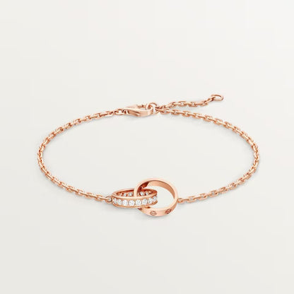 [Amore Jewels]LOVE DOUBLE RING HALF DIAMOND BRACELET