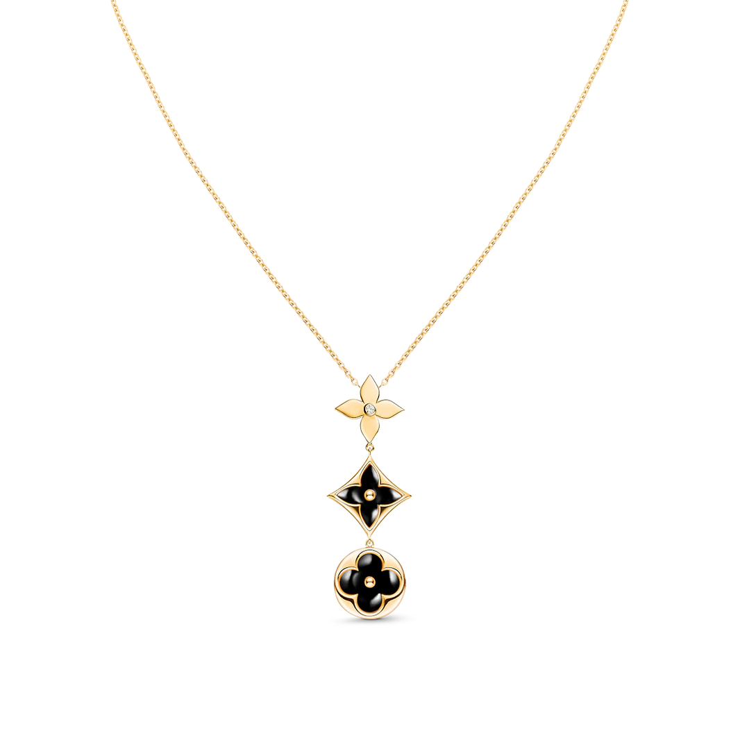 [Amore Jewels]STAR AND SUN ONYX PINK GOLD NECKLACE