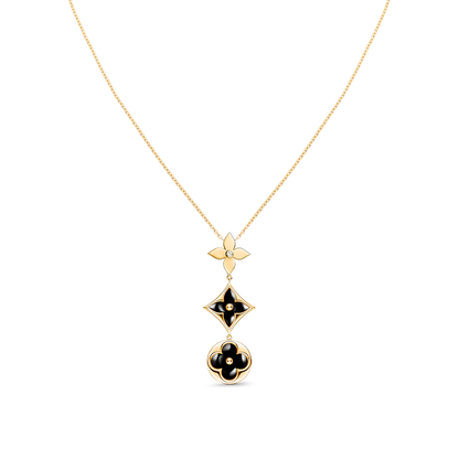 [Amore Jewels]STAR AND SUN ONYX PINK GOLD NECKLACE