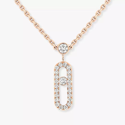 [Amore Jewels]2 Rows Rose Gold Diamond Pave_ Necklace Move Uno
