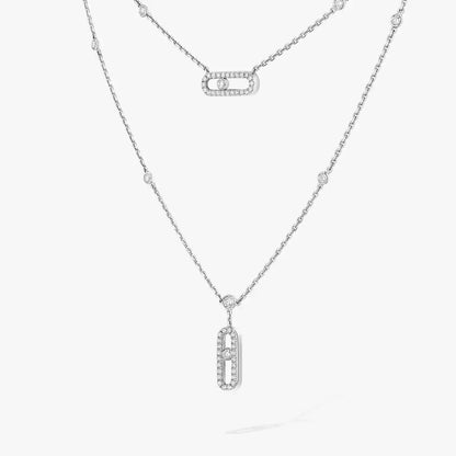 [Amore Jewels]2 Rows Rose Gold Diamond Pave_ Necklace Move Uno