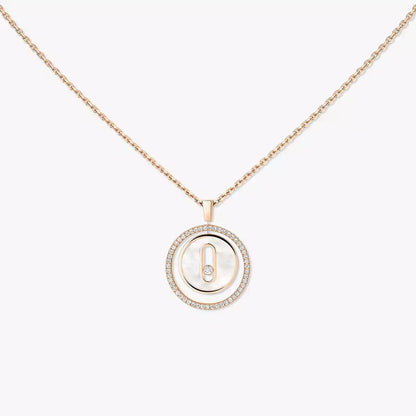 [Amore Jewels]Lucky Move Diamond Necklace in Rose Gold and White Mother-of-Pearl
