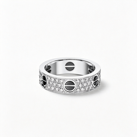 [Amore Jewels]LOVE RING 5.5MM DIAMONDS PAVED CERAMIC