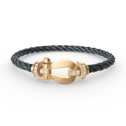 [Amore Jewels]FORCE LARGE HORSESHOE HALF DIAMOND BRACELET GOLD