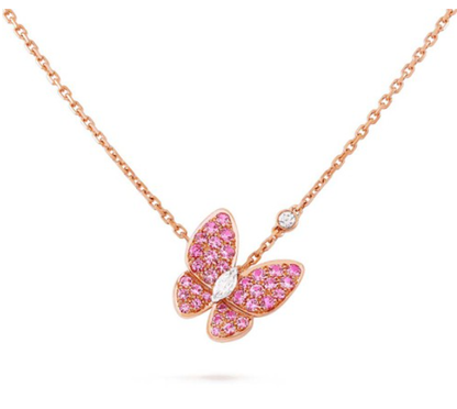 [Amore Jewels]BUTTERFLY RED DIAMOND ROSE GOLD NECKLACE