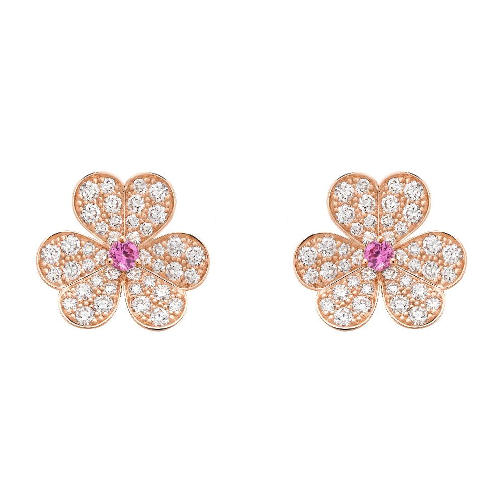 [Amore Jewels]FRIVOLE PINK GOLD FLOWER DIAMOND EARRINGS
