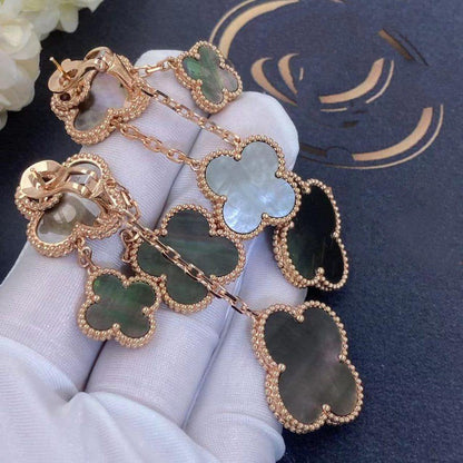 [Amore Jewels]CLOVER EARRINGS DARK MOP 4 MOTIFS ROSE GOLD