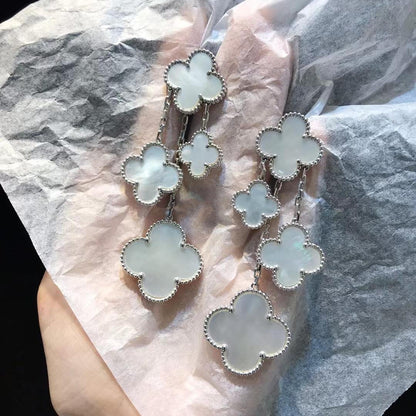 [Amore Jewels]CLOVER EARRINGS WHITE MOP 4 MOTIFS SILVER