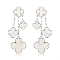 [Amore Jewels]CLOVER EARRINGS WHITE MOP 4 MOTIFS SILVER
