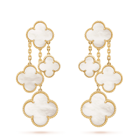 [Amore Jewels]CLOVER EARRINGS WHITE MOP 4 MOTIFS GOLD