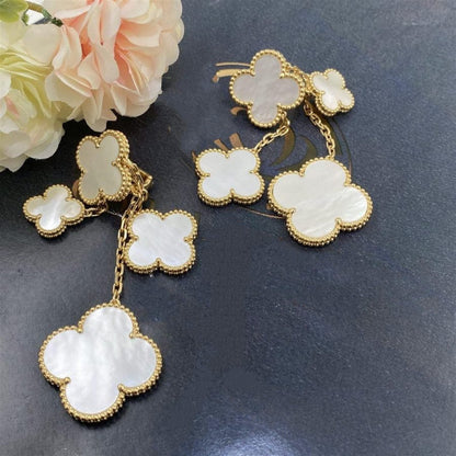 [Amore Jewels]CLOVER EARRINGS WHITE MOP 4 MOTIFS GOLD