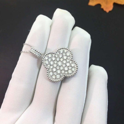[Amore Jewels]CLOVER 25MM SILVER FULL DIAMOND BIG CLOVER NECKLACE