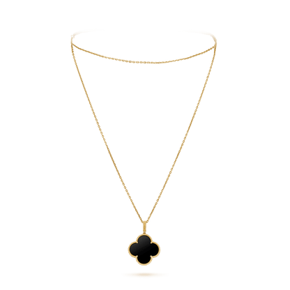 [Amore Jewels]CLOVER 25MM GOLD ONYX BIG CLOVER NECKLACE