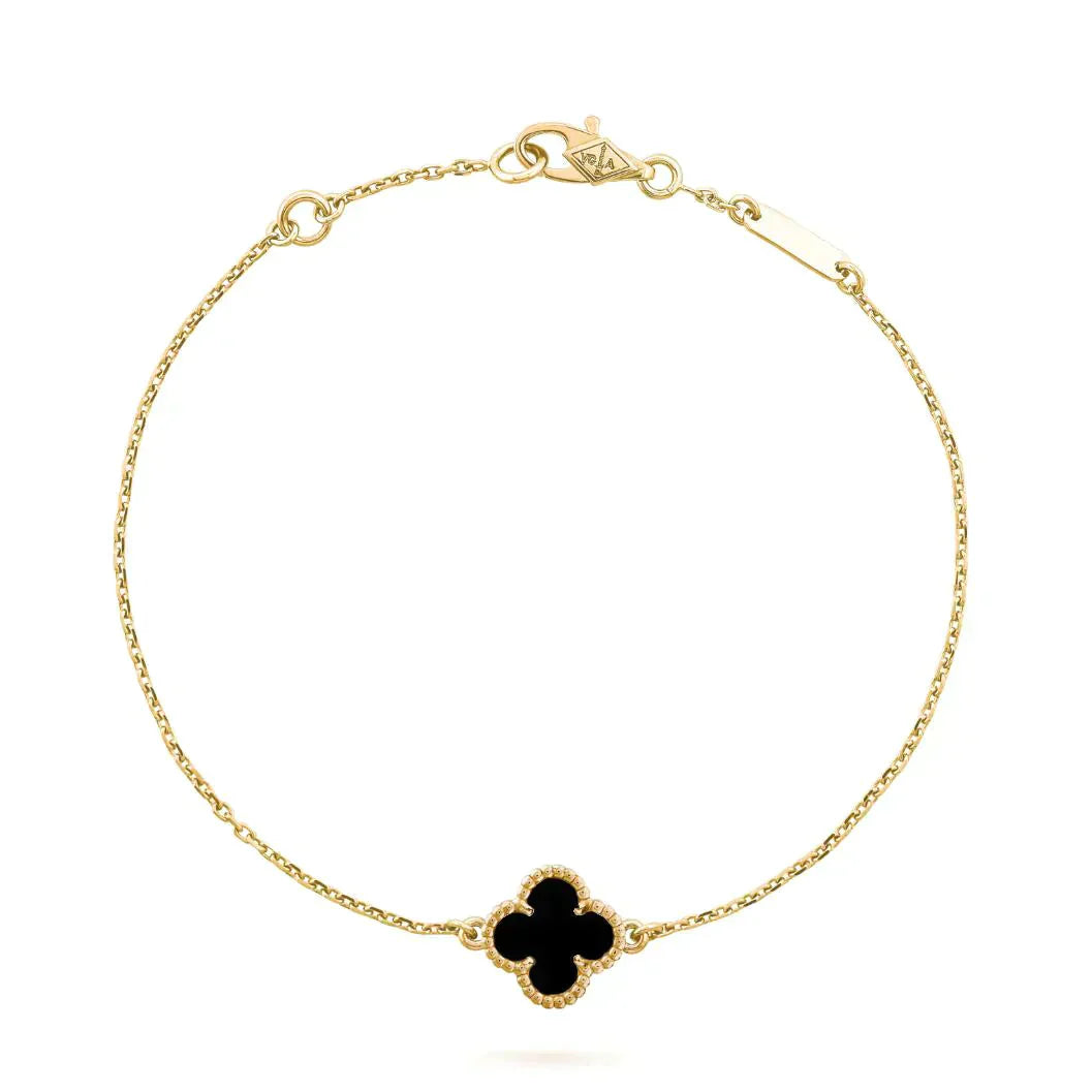 [Amore Jewels]CLOVER ONYX SINGLE FLOWER BRACELET
